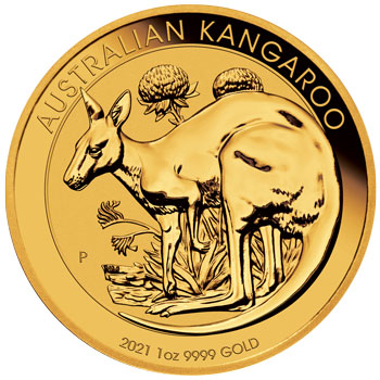 2021 Australian Kangaroo 1oz Gold Bullion Coin Reverse L